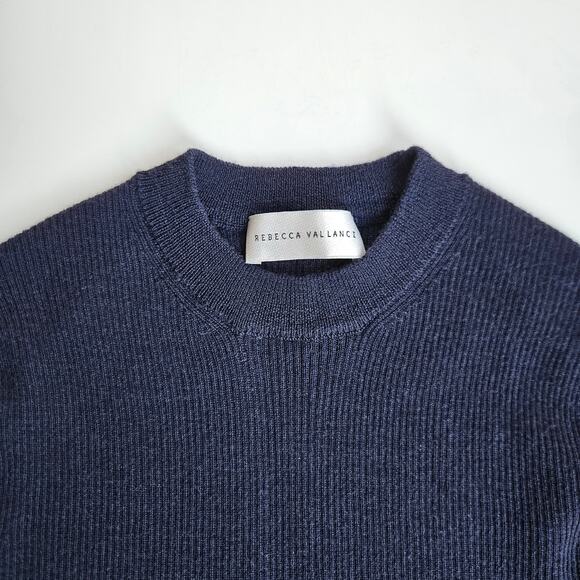 Rebecca Vallance Navy Merino Wool Silk Knit Sweater Size Small - Picture 3 of 10